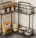 Kitchen Corner Rack,2 Tier Metal Corner Shelf Organizer