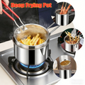 Deep Fryer Pot with Basket, Mini Deep Oil Fryer, 304 Stainless Steel Gadgets with Anti Scalding Silicone Handle, Fryer Pot for Home Tempura Chips Fries Fish Chicken